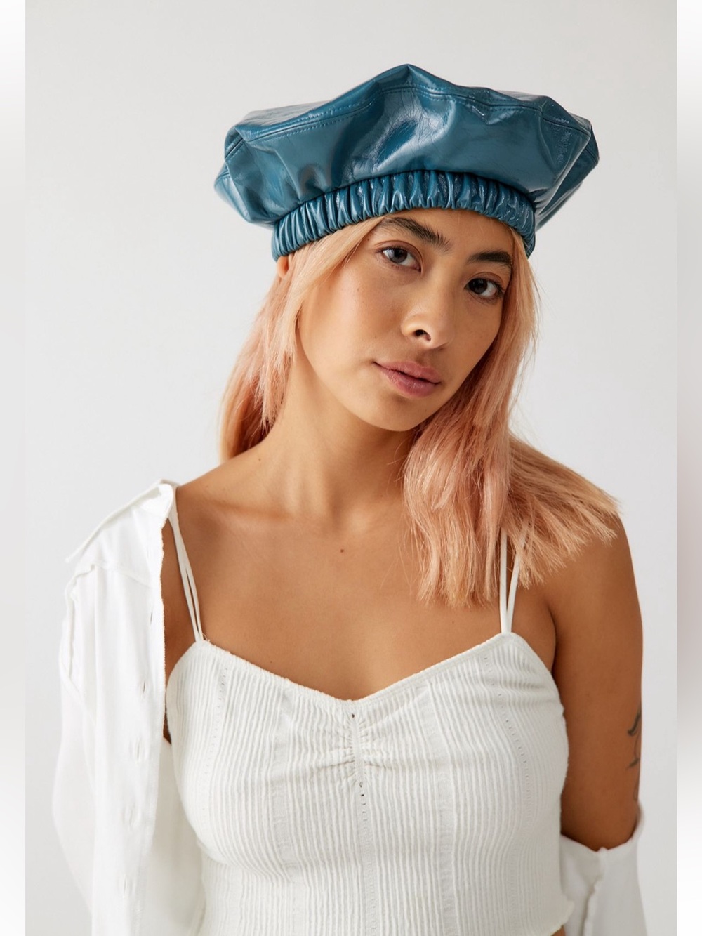 Urban Outfitters Tourquose Faux-Leather Beret NWT